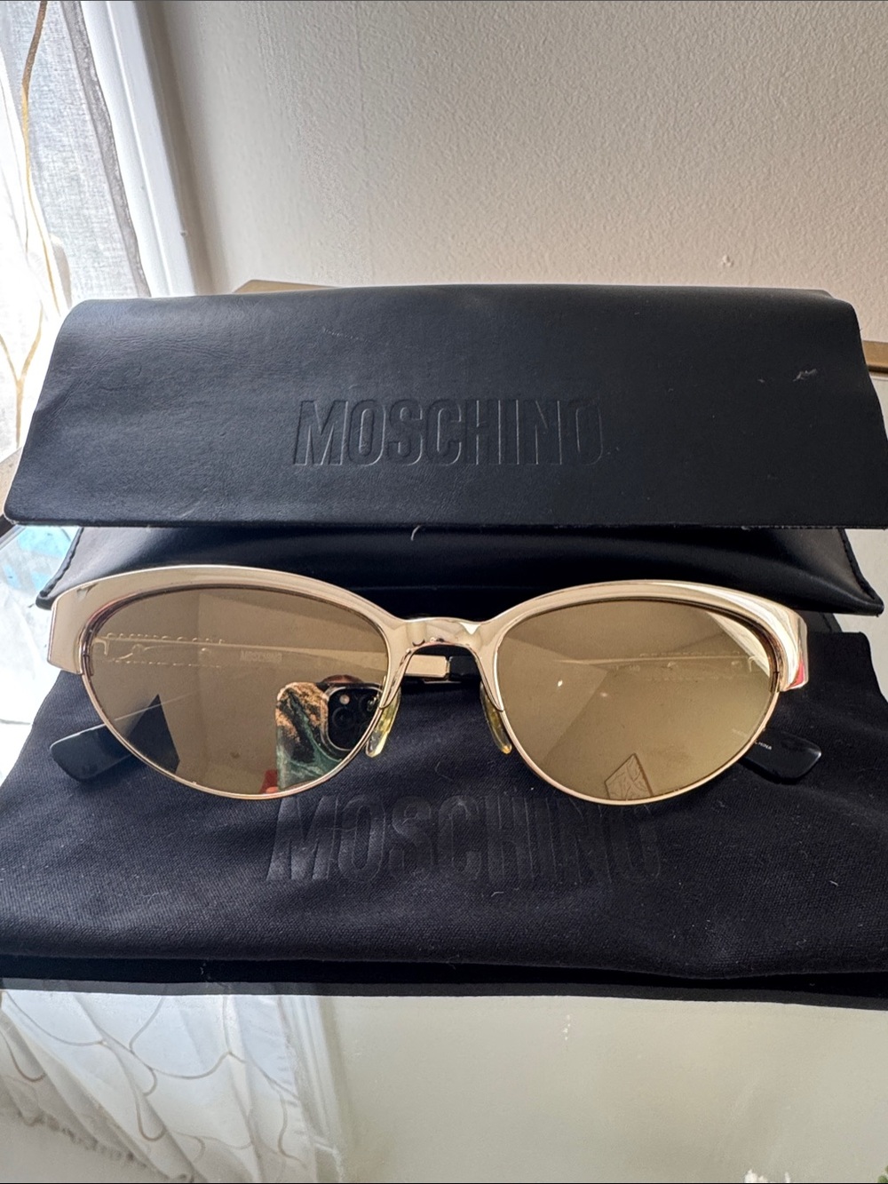 Moschino Gold Frame Sunglasses with Brown Lenses